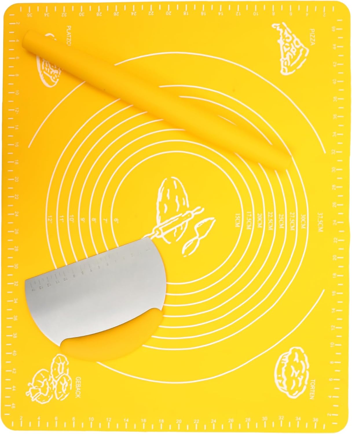 ABOOFAN 3pcs Kneading Pad Dough Roller Non-stick Silicone Pastry Board for Bread Baking