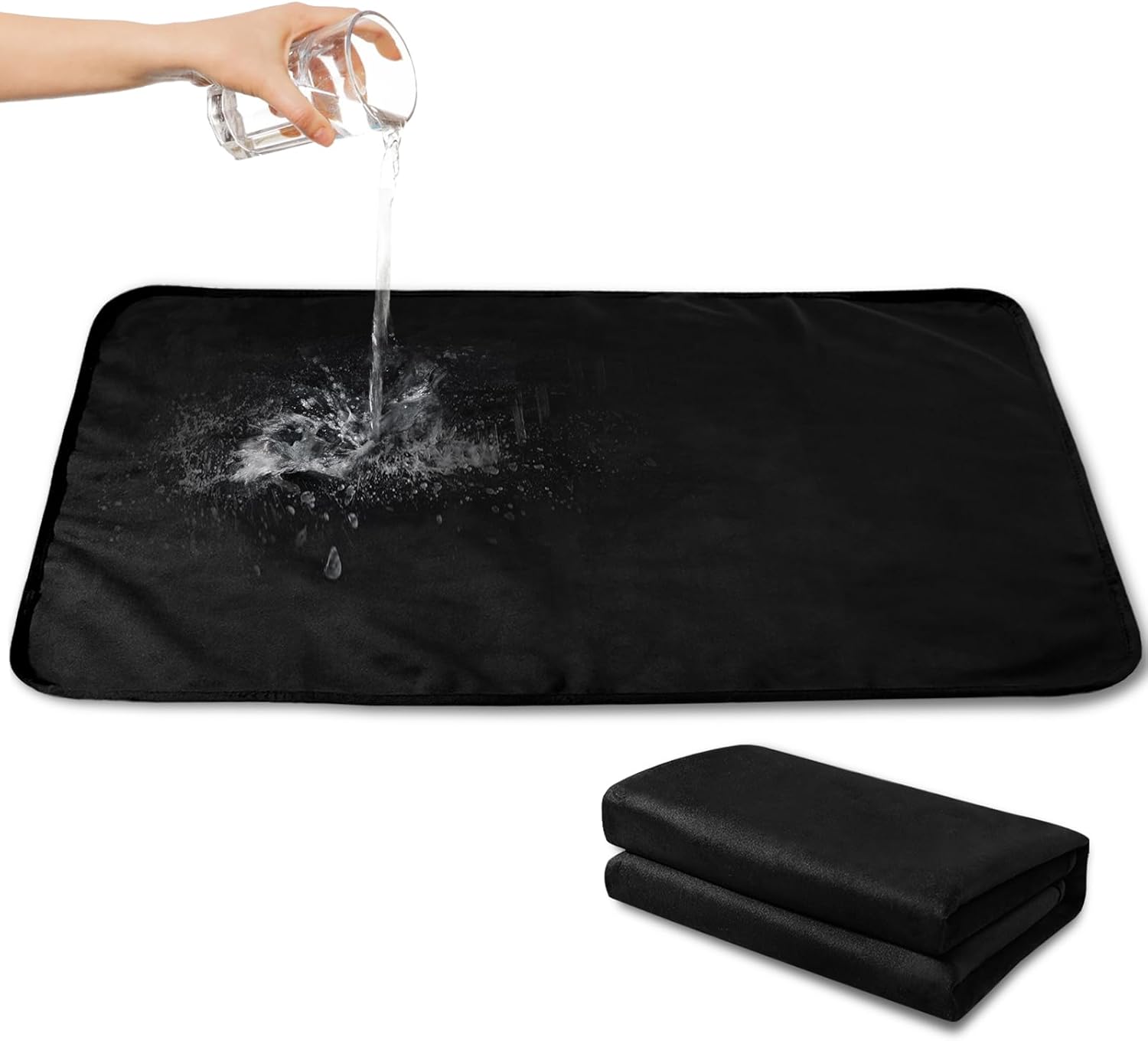 Waterproof Blanket for Couch Bed Cover, Black Blankets Waterproof and Stain Proof, Reversible Blankets for Bed, Machine Washable Double-Sided Bed Blanket (Black, 26''x36'')