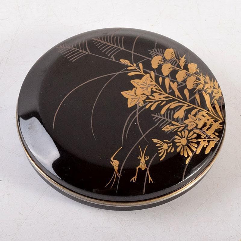 茶道具 黒漆 秋草蒔絵 香合 時代箱 V 8312 【公式通販】