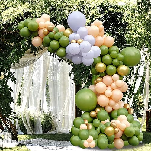 Image of KALOR 10 Inch Retro Olive Green Balloons, 100 Pcs Latex Helium Balloons for Kid's Birthday Party Baby Shower Wedding Graduation Graduation Party Decorations