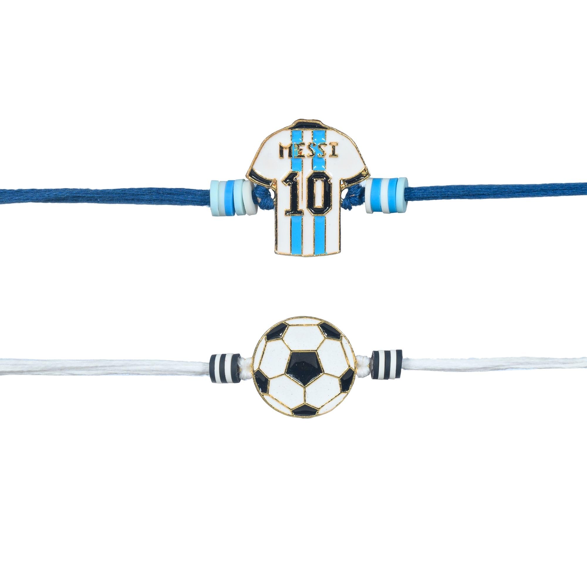 Kizzi Rakhi Set for Brother | Sports Theme Kids Rakhi Bracelet Set of 2 | Gift includes Greeting Card & Tilak Set-image-37