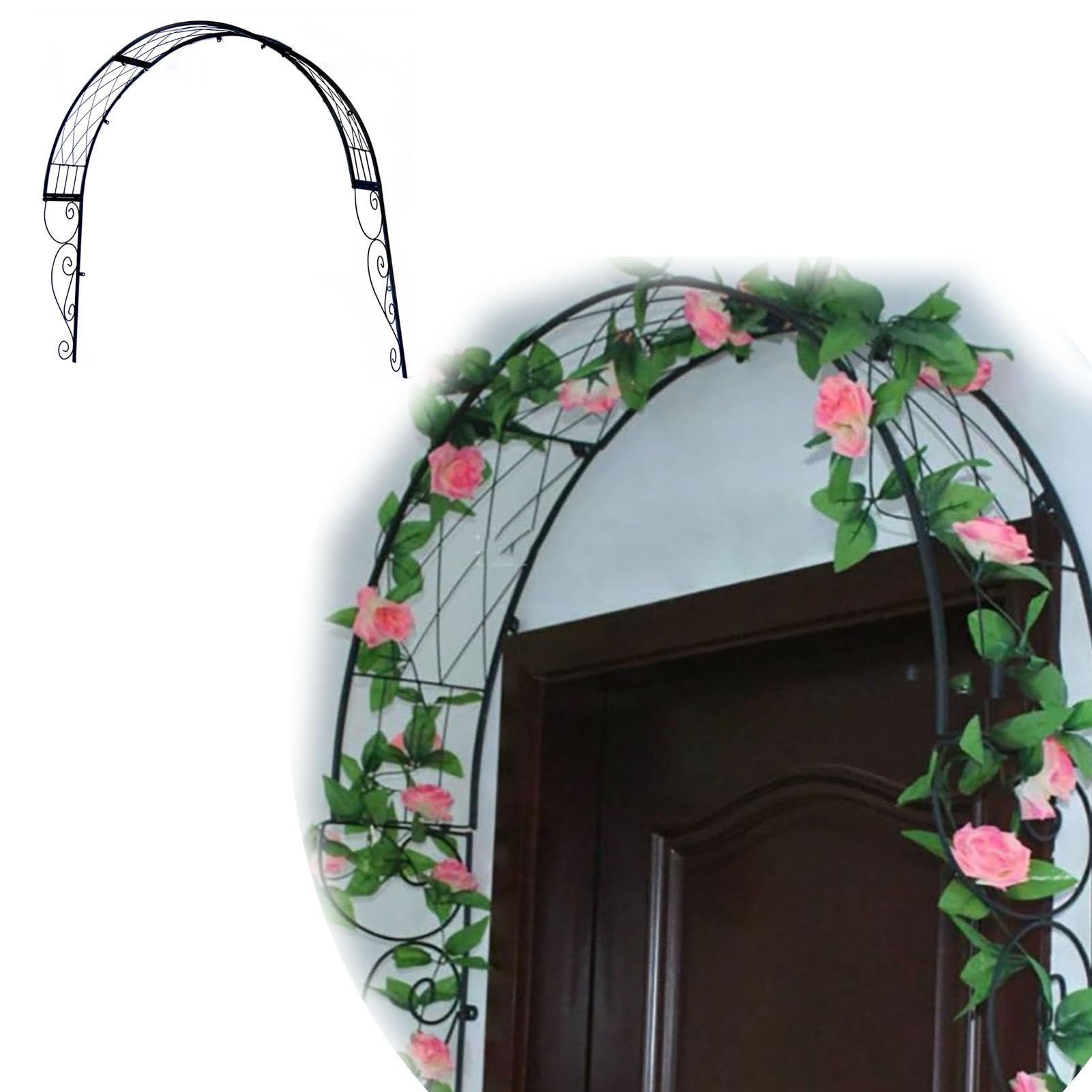 Arco da giardino in metallo, supporto rustico per rampicanti per rose, viti ed edera, decorazione da giardino per finestre, porte e balconi, ERQ668