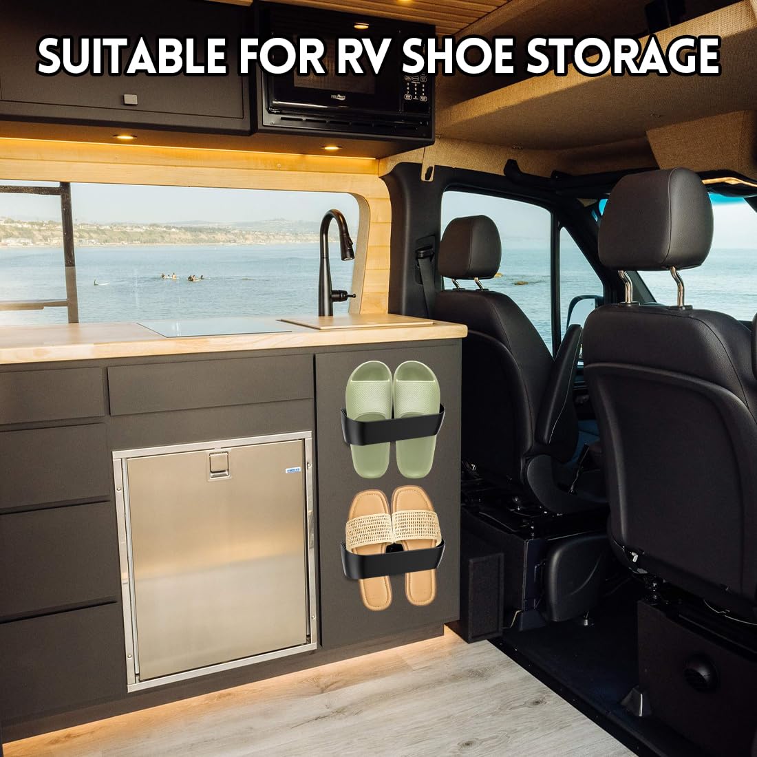 Lot de 4 supports à chaussures muraux pour camping-car, autocollants ou à percer, porte-chaussures, étagère à chaussures pour camping-car, camping, salle de bain, salon