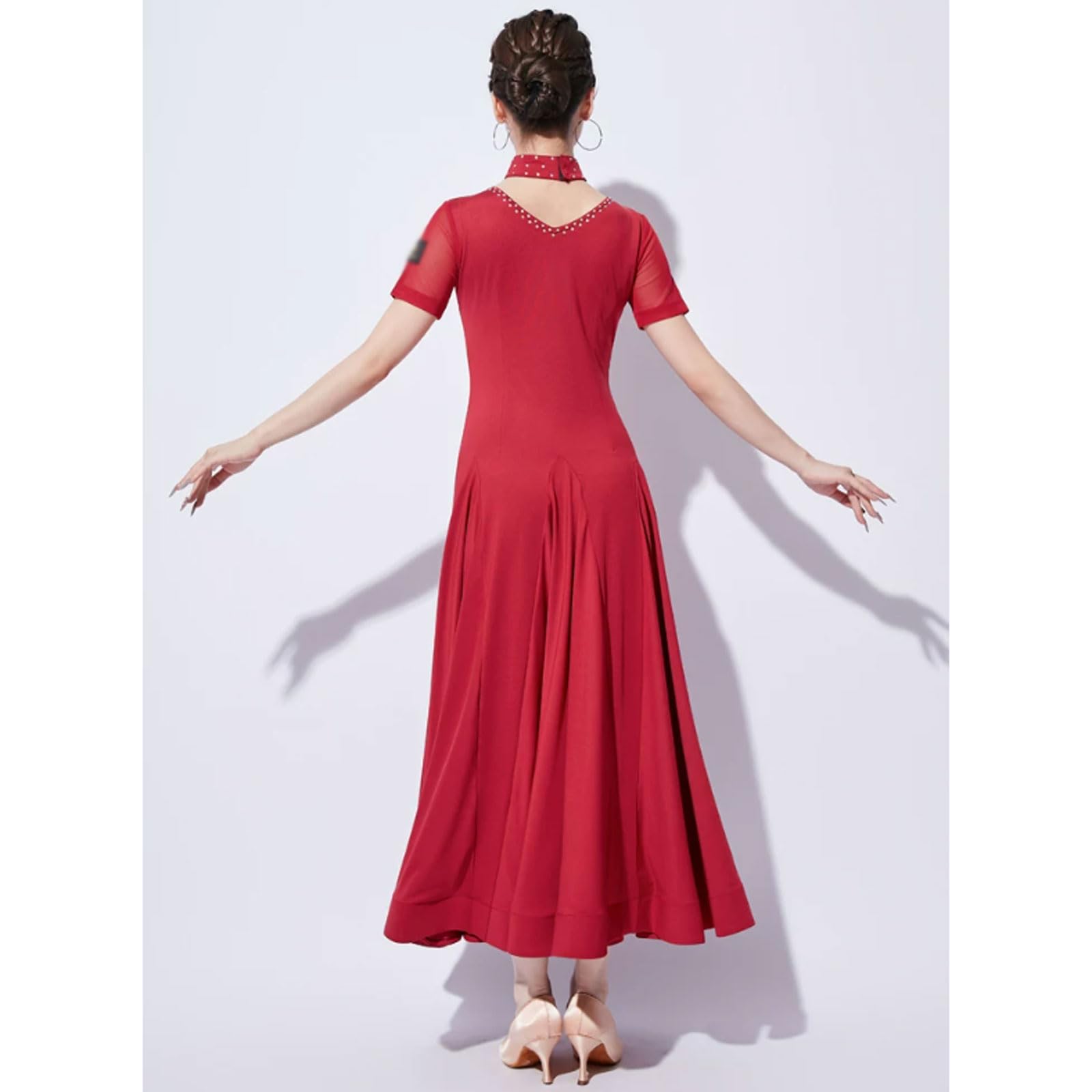 Abito Ballo da Sala Gonna Allenamento Valzer Donna Completo Flamenco Lucido