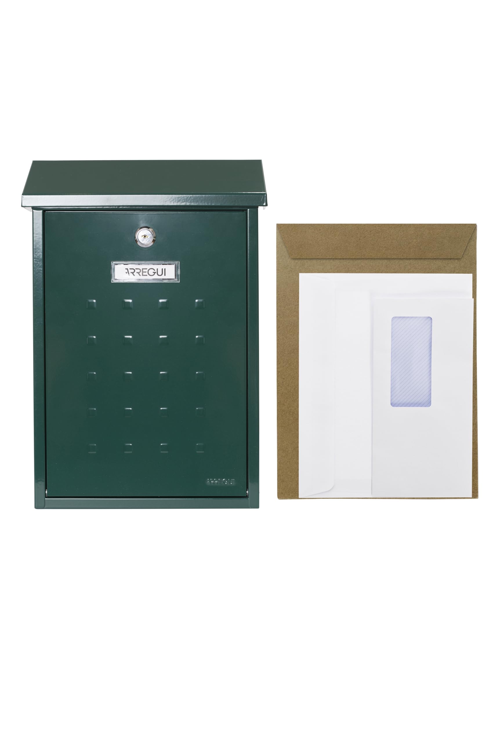 ARREGUI Premium E5603 Buzón Exterior de Acero Tamaño M (Correo DIN A4 y Revistas) | Buzón de Pared Mediano | Buzón de Correo Individual | Antilluvia | Fácil de Instalar | Verde