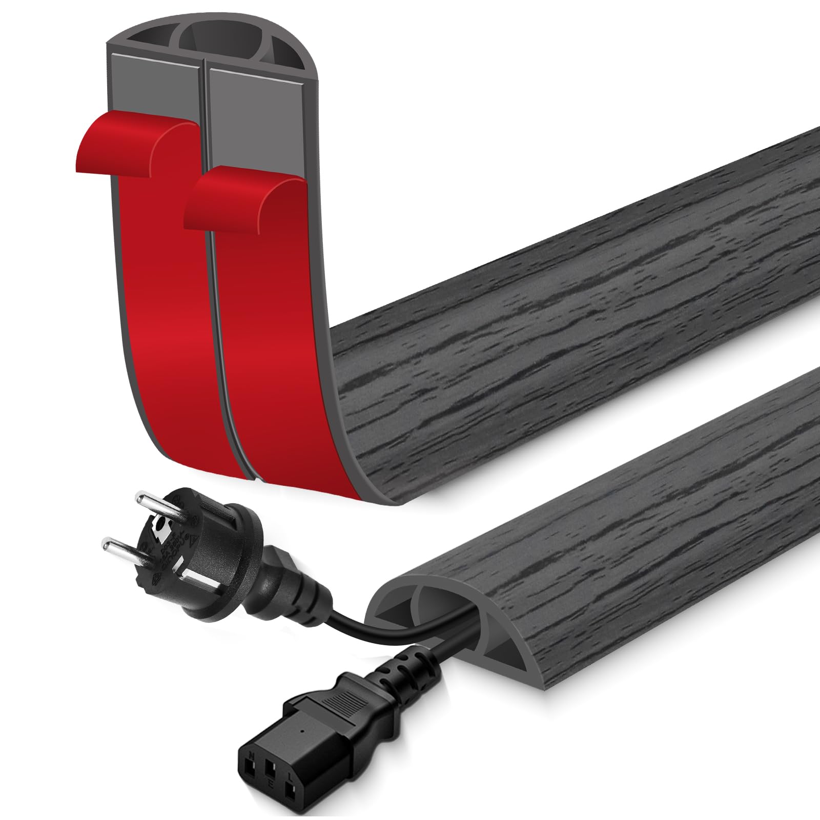 Floor Cord Cover for Wires on Floor Self Adhesive Cord Hider Floor Cable Management Wire Covers for Cords Protector Prevent Cable Trips Cord Cavity W