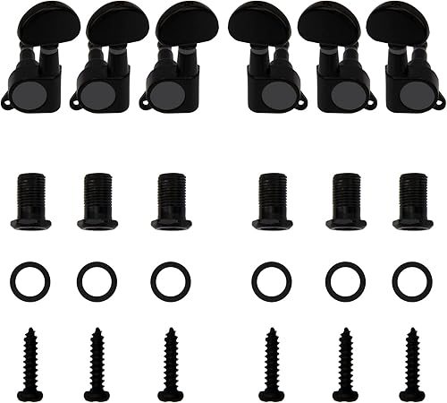 Miniatura 2 de 6 clavijas de afinación de guitarra Yootones cerradas, afinadores cerrados, cabezales de teclas de afinador 3L3R, compatibles con guitarra eléctrica