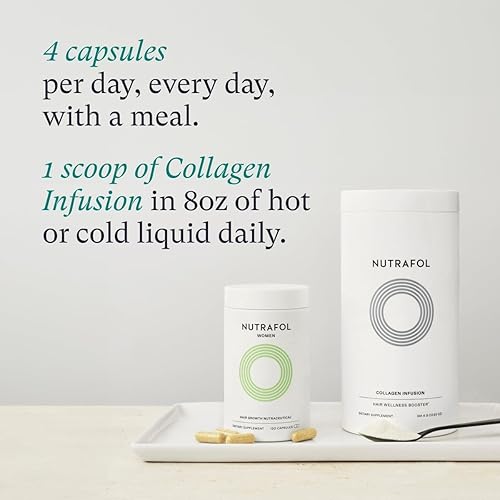 Miniatura 8 de Nutrafol Suplemento para el crecimiento del cabello para mujeres y péptidos de colágeno en polvo, de 18 a 44 años, formulado por médicos para un