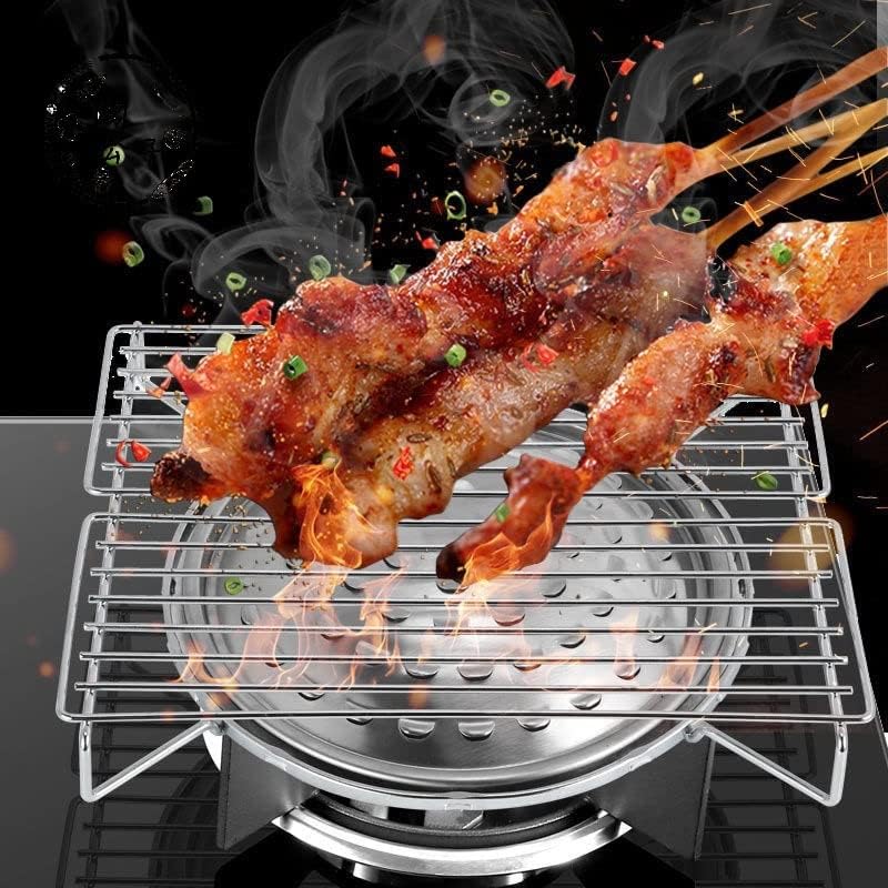 Stainless Steel Portable Folding Outdoor BBQ Rack Grill Barbecue Stove Oven Gas Camping Furnace Kitchen Accessories