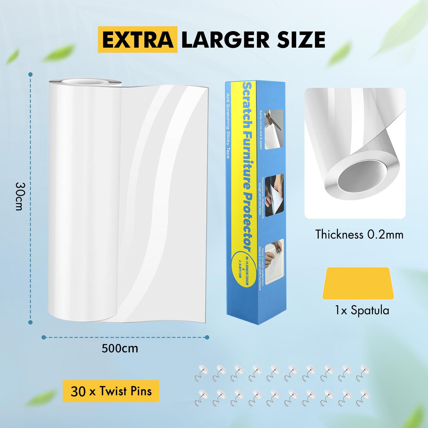 Lovcoyo Protezione Graffi Gatto, 30X500CM Protezione antigraffio per gatt, Divano Gatti Graffi Protezioni per Mobili per Divani, PVC Anti-Graffio Protector, Protezione per Divano Porta e mobilia