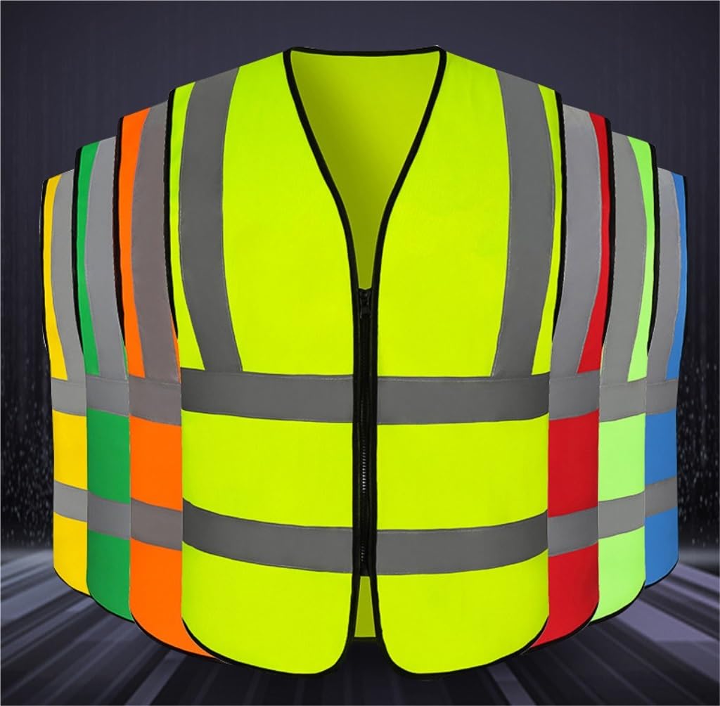 Chaleco De Reflectante Ropa De Trabajo Chaleco Reflectante De Construcción con Cremallera For Hombres Y Mujeres, Tráfico(Rot)