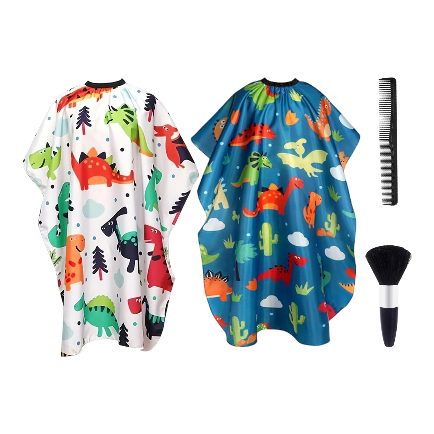 3 Pezzi Di Taglio Di Capelli Per Bambini, 1 Pezzo Di Pettine Liscia, 1 Pennello, Cappuccio Impermeabile, Acconciature A Motivi Cartoni Animati, Cappuccio Per Capelli In Uno Stile Divertente.