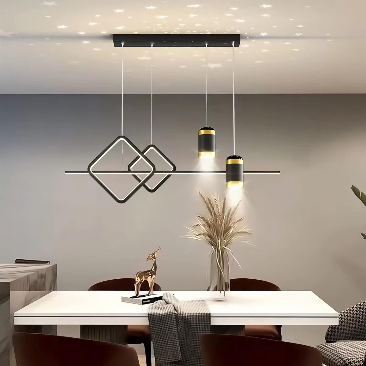 Lampa wisząca LED do jadalni, żyrandol stołowy, 3 kolory, regulowana wysokość, lampa wisząca do biura, jadalni, biura, salonu, kuchni