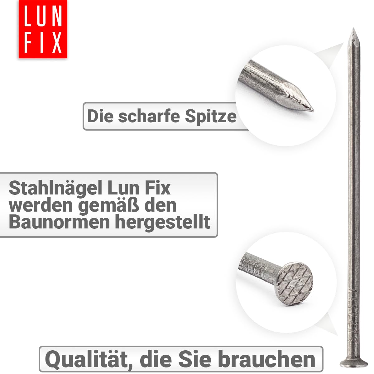Drahtstifte 4,0 x 100 mm - 5kg (ca. 490 stk.) Holznägel für Bauarbeiten Unverzinkter Baunägel Stahlnägel 100mm lang blank Nägel Senkkopf