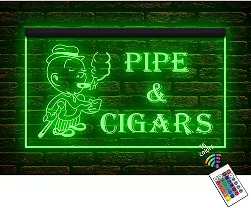 200014 Puros de tubo abierto para fumar tabaco, tienda de tienda, decoración del hogar, luz nocturna LED, letrero de neón (12 x 8 pulgadas, 16 16