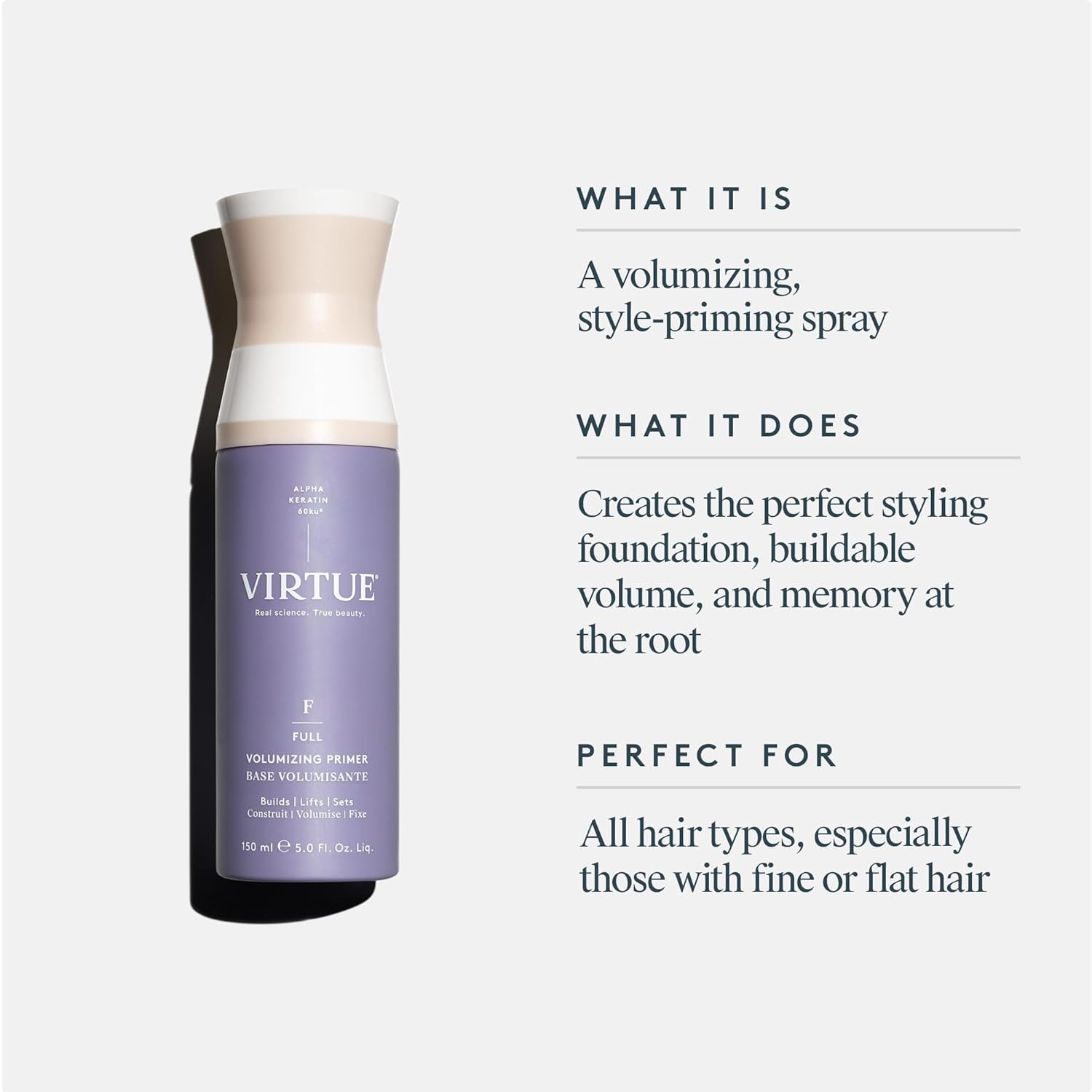 Virtue Volumizing Hair Primer Spray, Heat Protectant, Safe for All Hair Types, Color Safe, 5 Fl Oz - Image 2