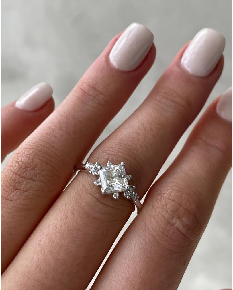 Sophia Moissanite 1 CT Princess Cut Handmade Engagement Ring, Solitaire Bridal Wedding Ring for Women, Anniversary Promise Gifts Her