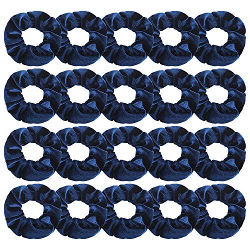 20 Pcs Hair Scrunchies, Didder Velvet Elastics Scrunchy Hair Ties Navy Blue Soft Scrunchie Bobbles Ropes Scrunchie Solid color Hair Bands for Women Girls