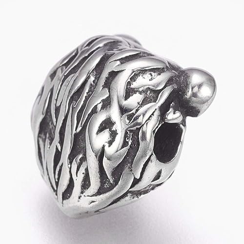 Miniatura 2 de UNICRAFTALE 10 cuentas de plata antigua con cabeza de oso de acero inoxidable 304 de metal de animales espaciadores para joyas hallazgos de joyería,