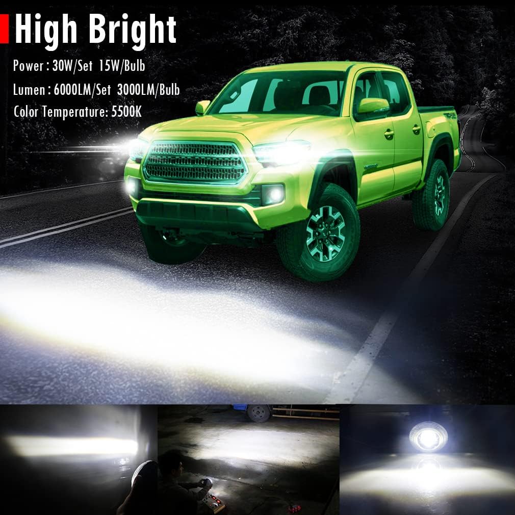 LED Lens Fog Light with Halo Ring Angel Eye Replacement for Ford 13-16 Fusion, 11-15 Explorer, 08-14 Focus, 15-17 Mustang, 15-18 Edge, 12-18 C-Max, 11-18 Transit Connect, 14-18 Fiesta