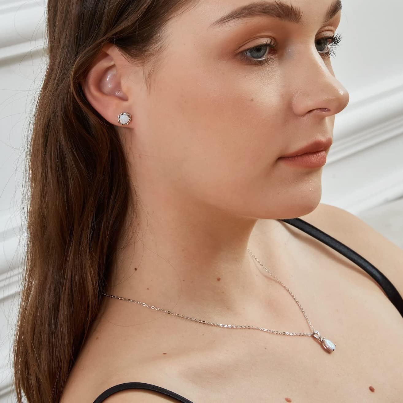 Created Opal Flower Stud Earrings for Women Hypoallergenic Jewelry Gifts - Image 5