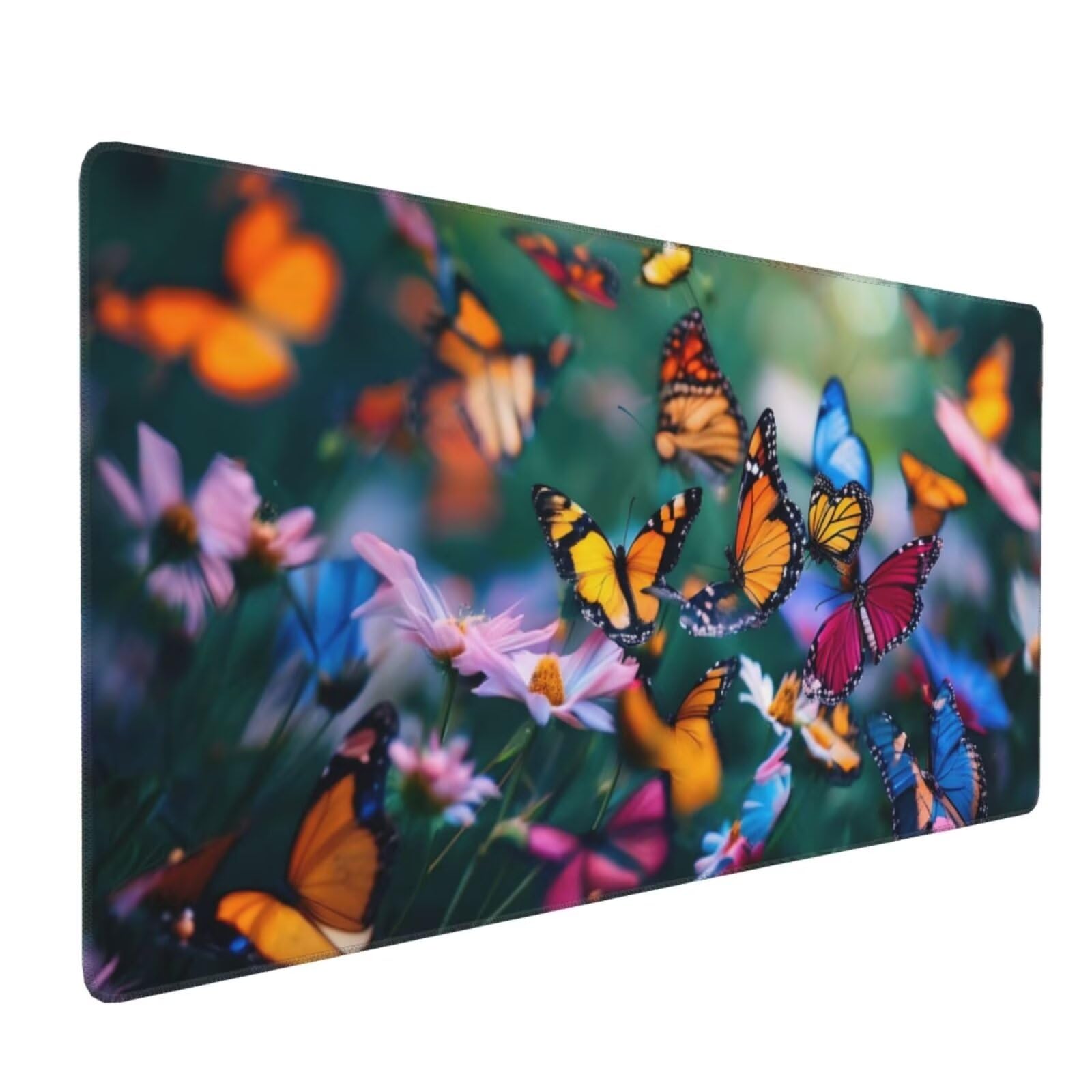 Duża podkładka pod mysz, motyl, podkładka pod mysz na biurko z antypoślizgową podstawą, wodoodporna i trwała podkładka pod mysz do gier, biura, domu, zszyte krawędzie, mata pod klawiaturę, 1200 x 600