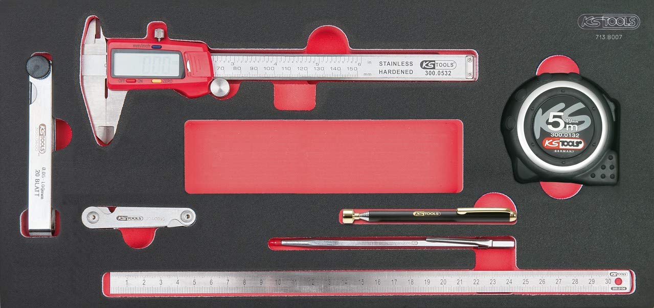 KS Tools 713.8007 - Module d'outils de mesure - Pour servantes et établis - Empreinte des outils découpée au laser - Mousse impu