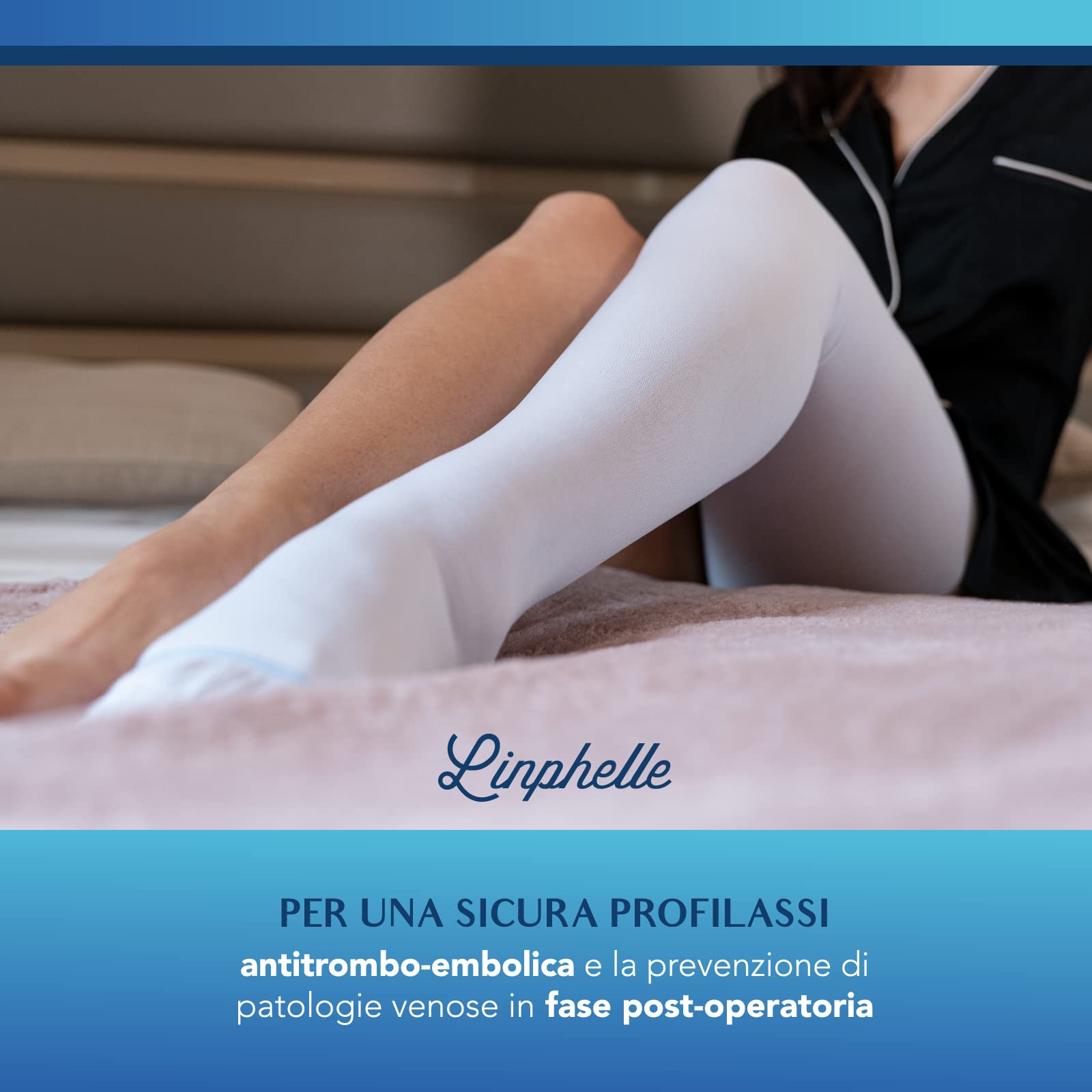 Linphelle Calza Monocollant Antitrombo Medicale a Compressione Graduata, Gamba Sinistra, Classe 1, Calza Elastiche Antiembolismo per Degenza