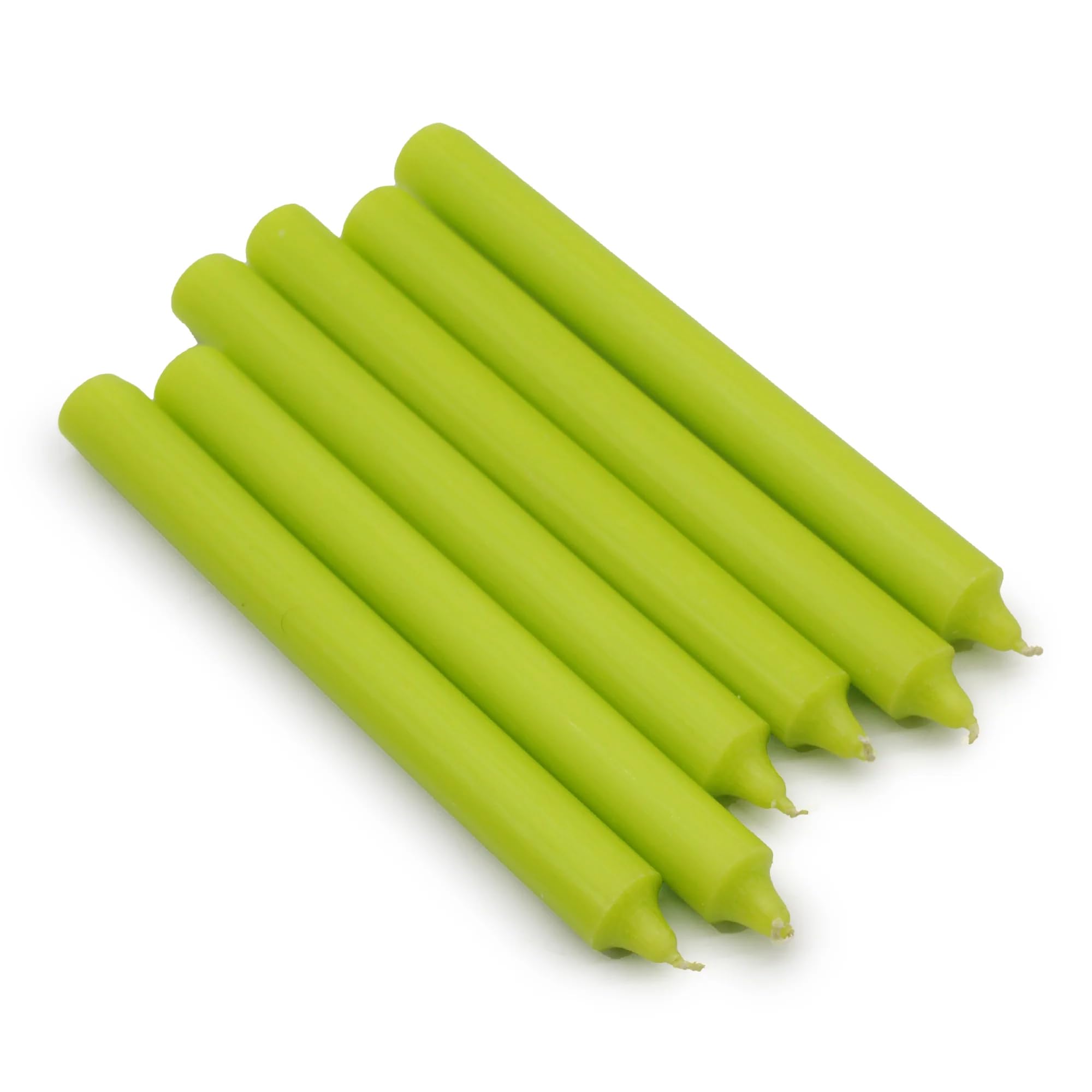 Solid Colour Dinner Candles, Pack of 5 Handmade Candles 20cm x 2cm Rustic Look Bistro Style Taper Candles (Rustic Lime Green) - Image 3