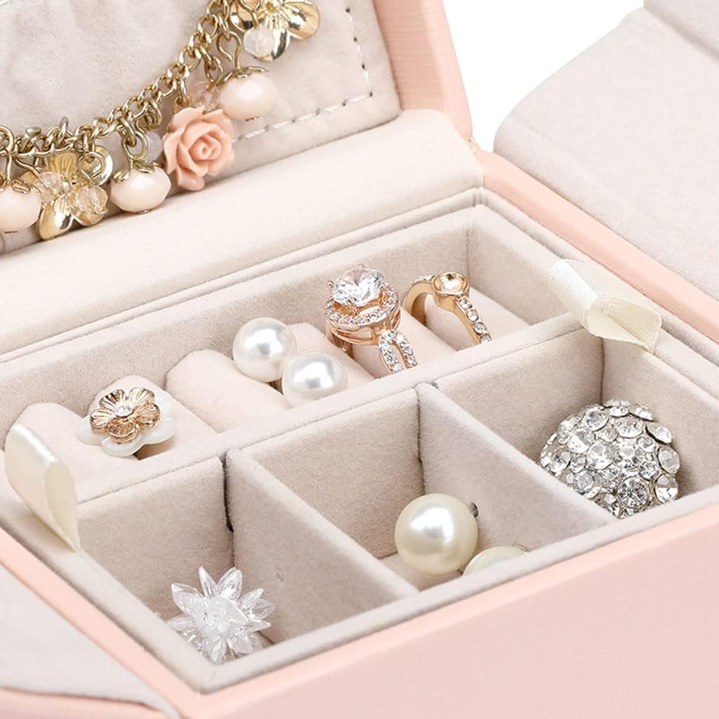 Scatola portagioielli Organizzatore di gioielli Piccolo portagioie Organizzatore di gioielli da viaggio a 2 strati Custodia for gioielli portatile Regalo for le donne Regalo for ragazze Deposito di gi
