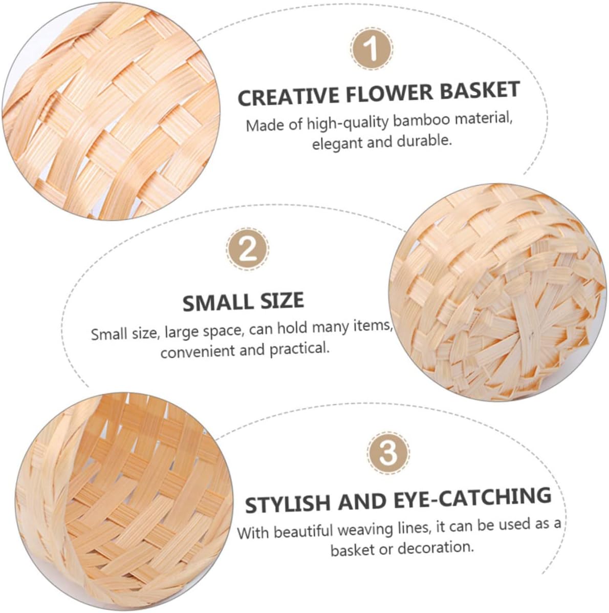 6Pcs Multipurpose Bamboo Basket for Desktop Sundries and Flowers image 5