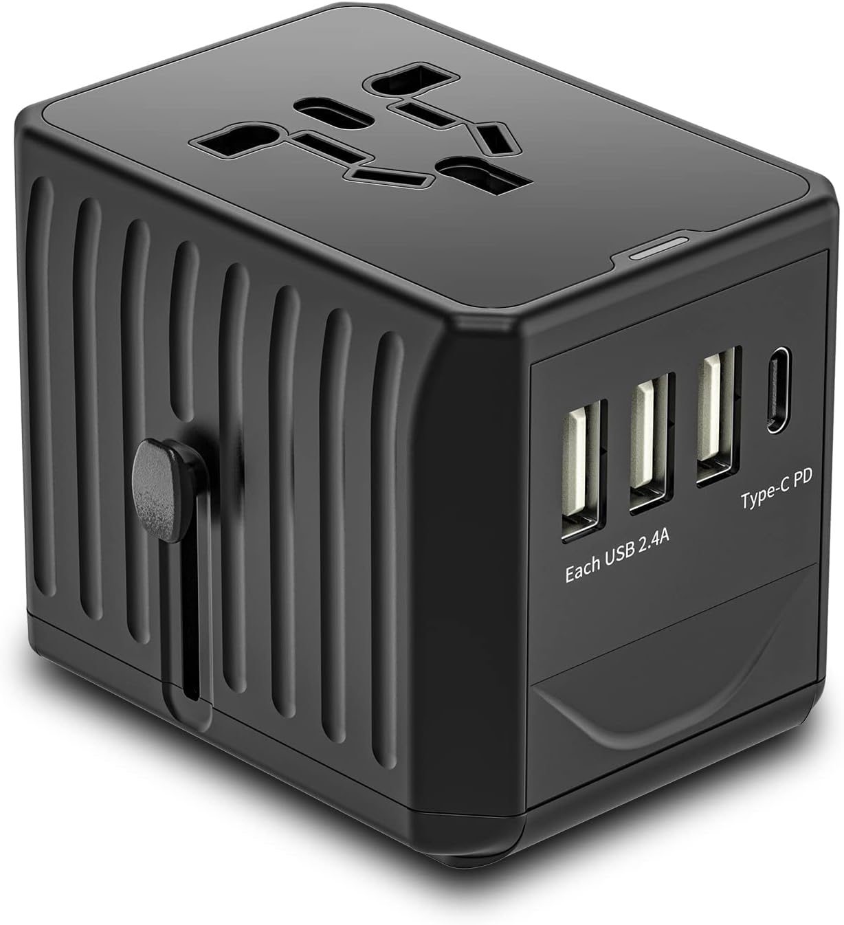 Travel Adapter Worldwide, SYOSI All in one International Universal Power Adapter Fast Wall Charging AC Power Plug Adapter with 3USB+1Type C Charging Ports for USA EU UK AUS 200 Countries