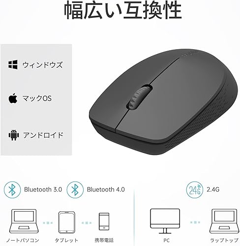 Miniatura 6 de Rapoo Ratón inalámbrico Bluetooth 2.4G, 2 canales Bluetooth con 1 receptor USB, mouse silencioso, conecta hasta 3 dispositivos, ratones de