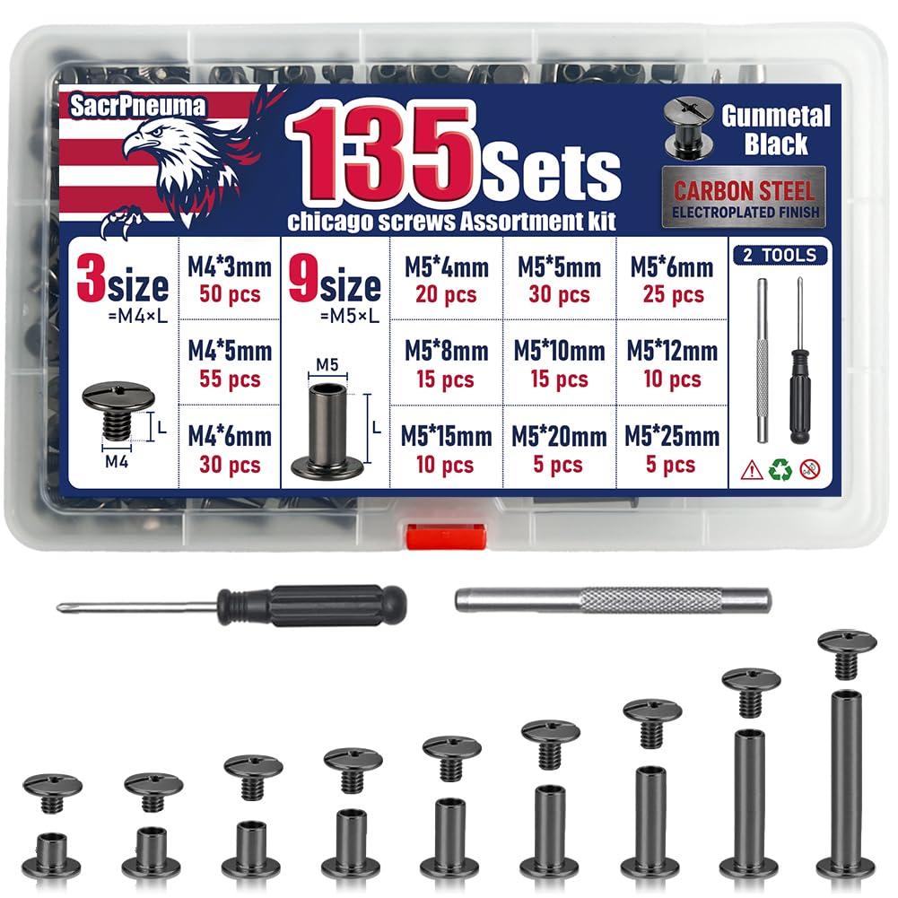 Chicago Screws for Leather - 135 Sets -1 Chicago Screws for Leather - 135 Sets -1