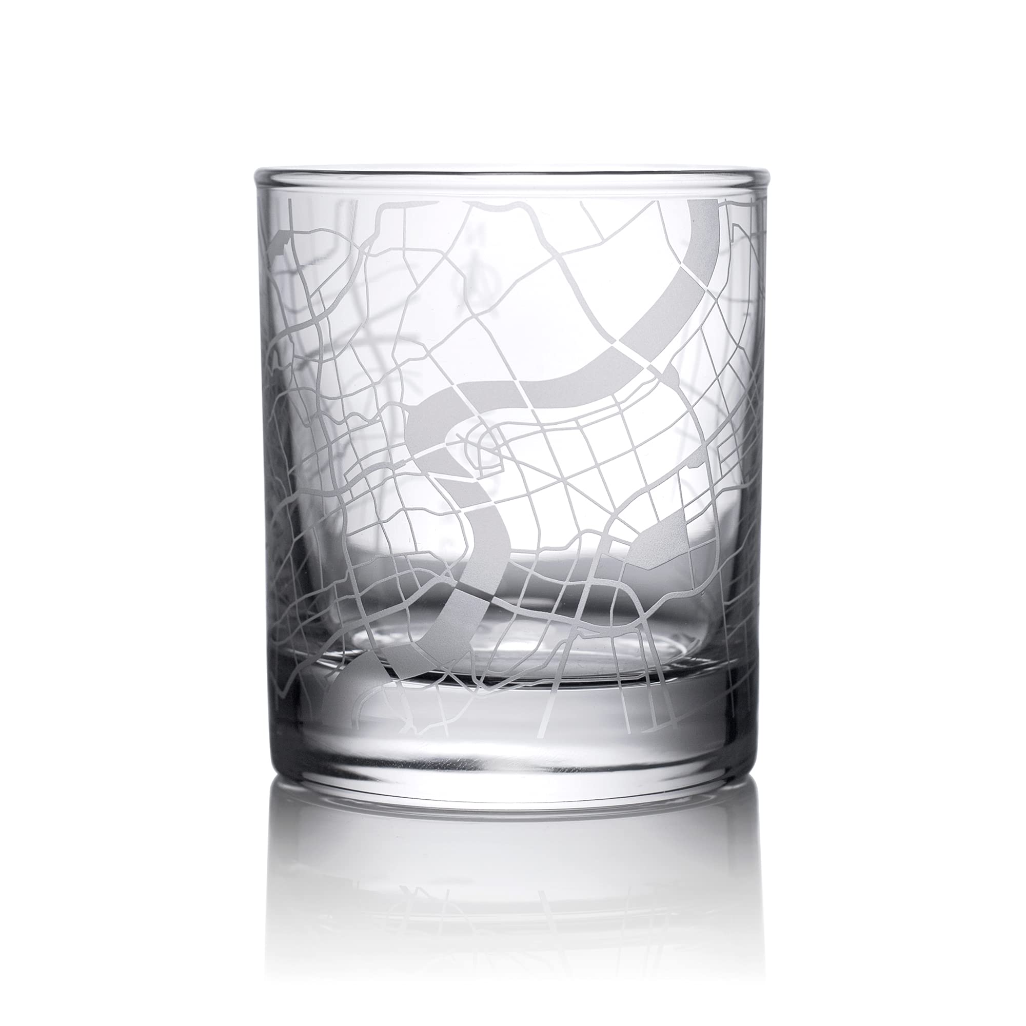 O3 DESIGN STUDIO Shanghai City Map Whiskey Glass, Unique Gift, 10.5 oz