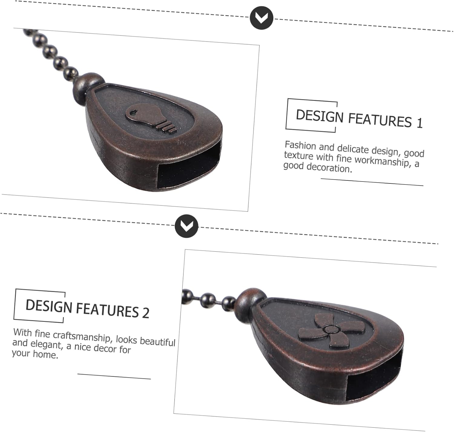 Tofficu 4Pcs Pull Chain Pendant for Ceiling Fans Lights Durable Light Pull Chain Extensions for Easy for Bathroom Living Room
