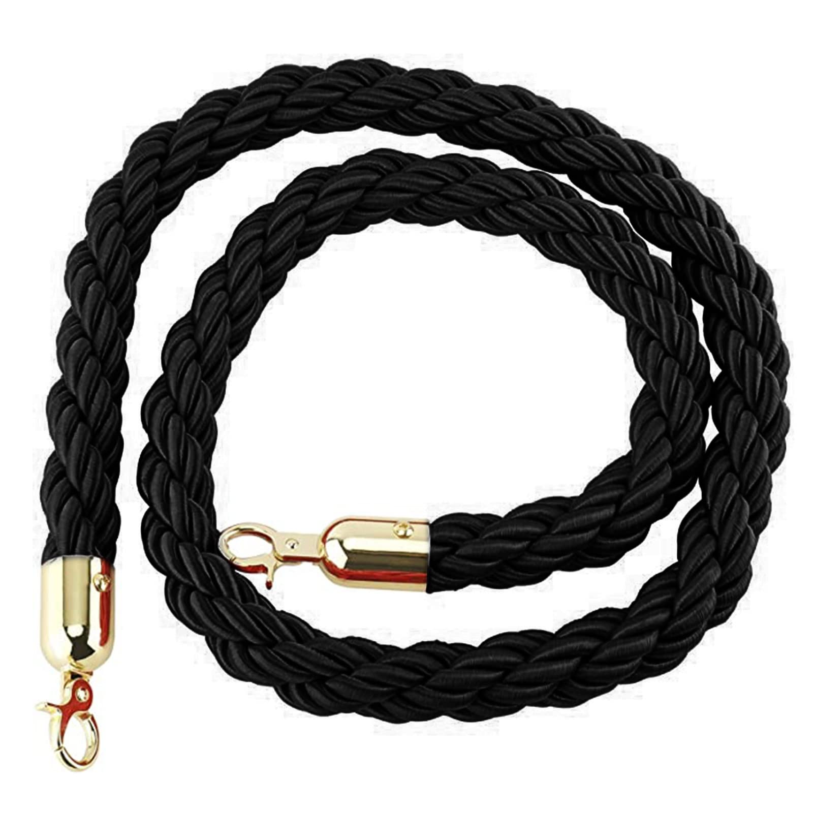 Guardrail rope， Heavy-Duty Twisted Hemp Stanchion Rope, New Queue Divider Crowd Control Barrier, Long Hanging VIP, for Movie Theaters/Hotels/(Black,0.9M/36Inch/3Ft)