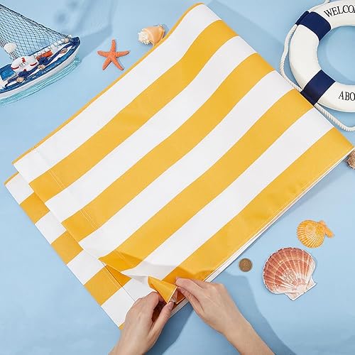 Miniatura 2 de GORGECRAFT Silla de playa de 44 x 17 pulgadas, lona de repuesto de 0.039 pulgadas de grosor, rayas amarillas y blancas, muebles de exterior, silla