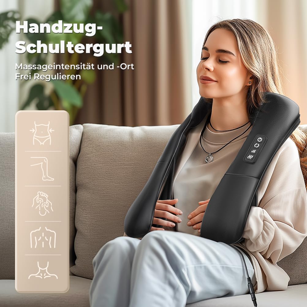ELEHOT-Store Nackenmassagegerät mit Wärme, Shiatsu Massagegerät Nacken Schulter Rücken Taillen Beine Fuß und Muskelmassage, Einstellbaren Geschwindigkeiten Massagegerät zu Hause Büro Auto