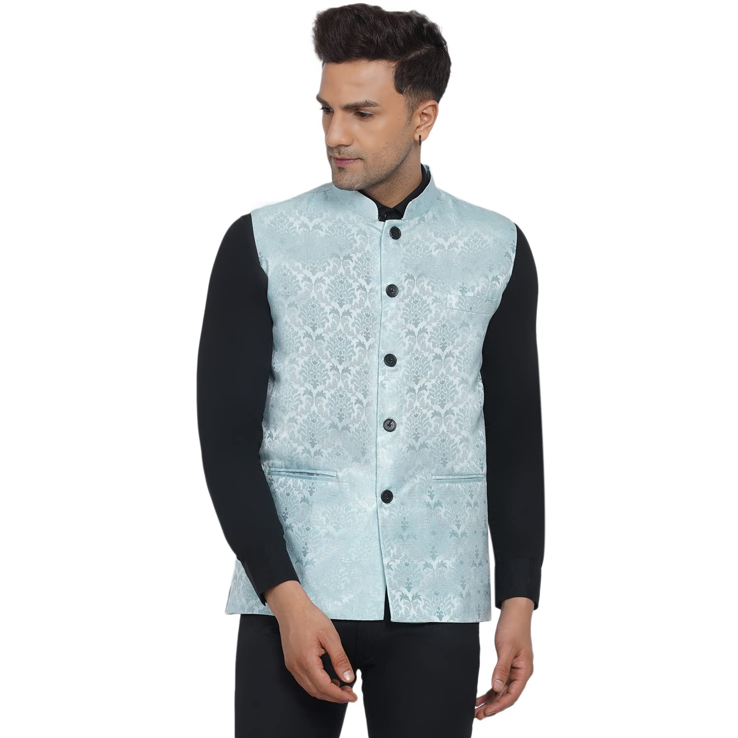 veera paridhaan Men's Jacquard Printed Nehru Jacket-picture-37
