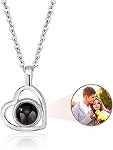 Easycosy Collier Personnalisé Photo Projection-Bijoux à Pendentif Cœur Avec Image à l'intérieur-Cadeau Femme pour Maman Sœur Meilleure Ami Anniversaire Noël Saint-Valentin Disponible en Argent 925