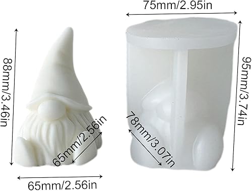 Miniatura 2 de Molde de vela de silicona 3D, lindo molde de fundición de escultura de gnomo de Papá Noel de Navidad, molde de resina hecho a mano, molde de cera