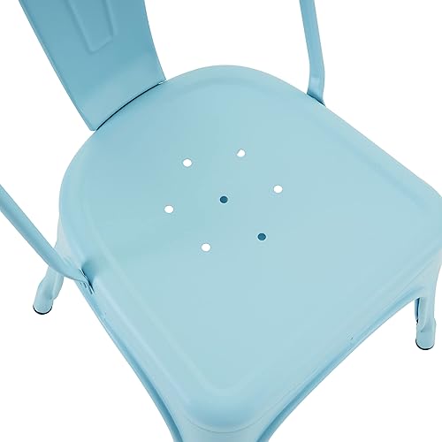 Miniatura 14 de Nazhura Silla de comedor de metal estilo rústico Tolix para cocina, comedor, cafetería, restaurante, bistró, patio, 18 pulgadas, apilable, Blanco