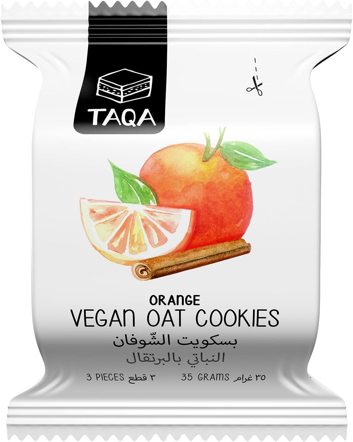 Taqa Orange Vegan Oat Cookies, 35G