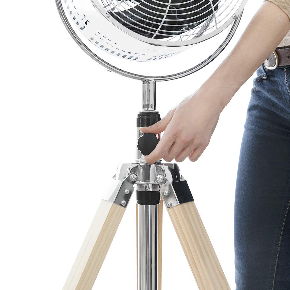 Cecotec Ventilateur trépied EnergySilence 1200 Woody. 80 W, 3 pales de 12 pouces, diamètre 30 cm, moteur en cuivre, 3 vitesses, trépied en bois, hauteur réglable 90 cm, inclinaison jusqu'à 80 °