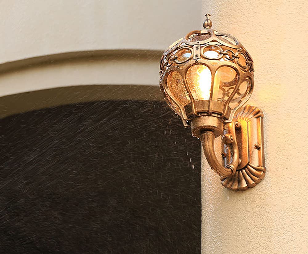 Lámpara de Pared Impermeable IP23 Exterior, Aplique Vintage E27, Esférico de Vidrio, Rústico para Jardín