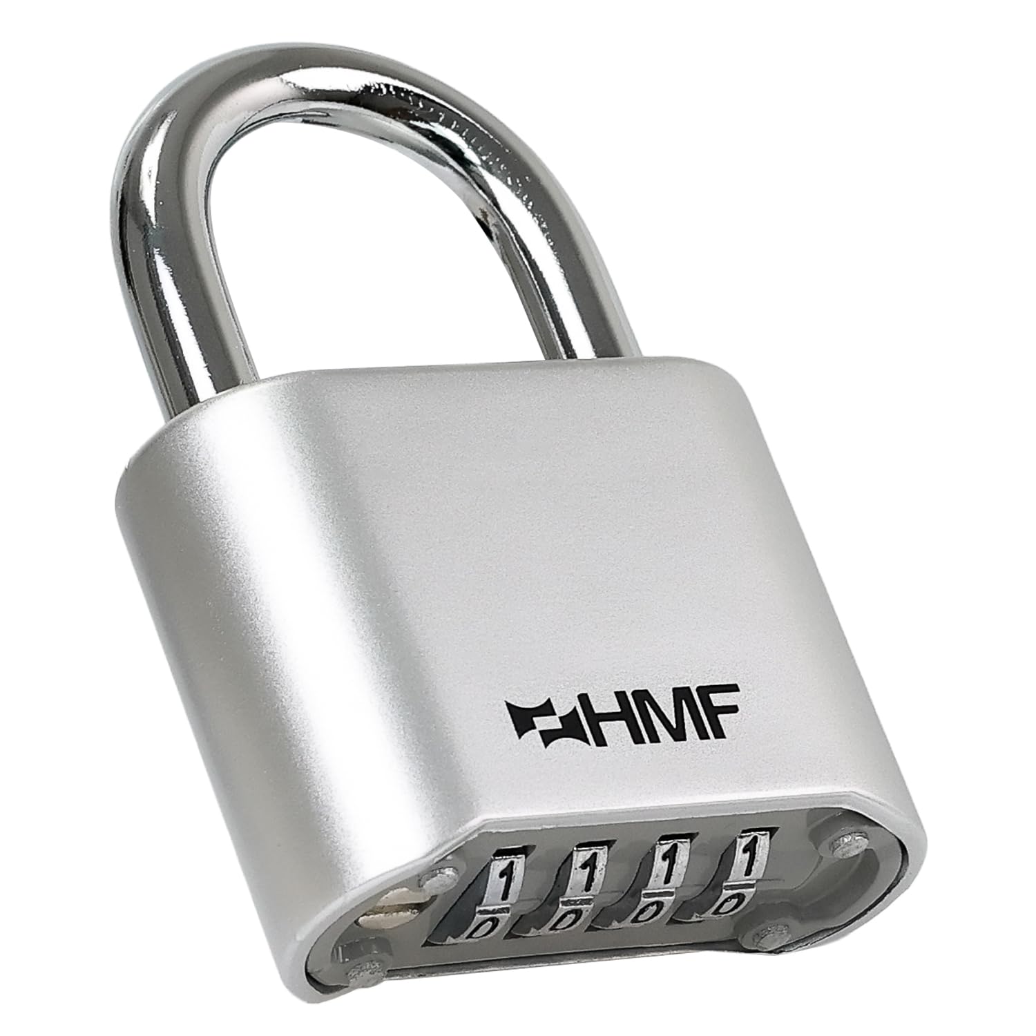 HMF Combination Padlock, Robust 4-Digit Number Combination Lock at Zinc Alloy, Silver, Basic