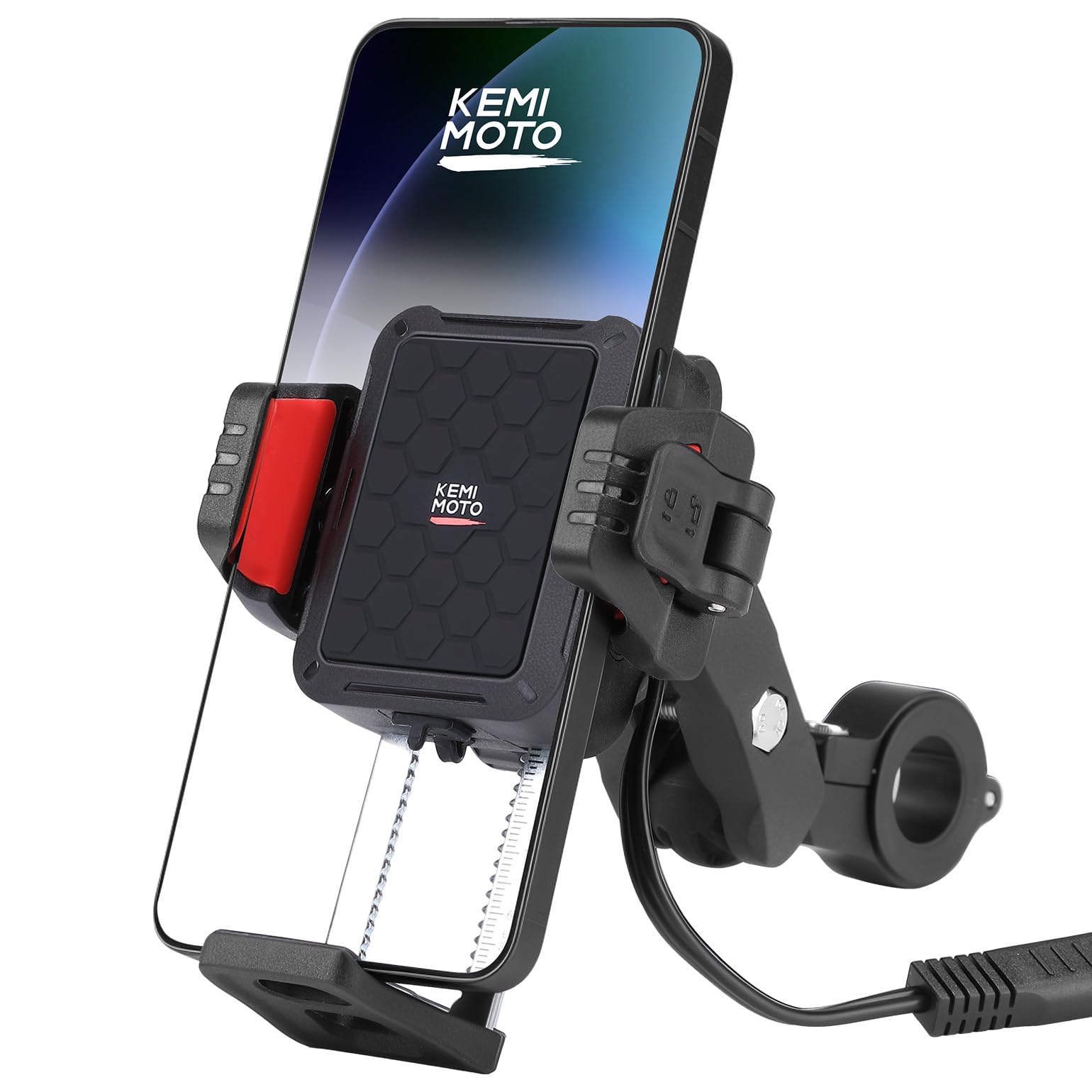 KEMIMOTO Supporto Telefono Moto con Ricarica Wireless 15W e Ricarica Rapida 33W PD/USB-C, Porta Cellulare Moto Antiurto e Antifurto, Rotazione 360°, Compatibile con Smartphone 5,4"-7,2"
