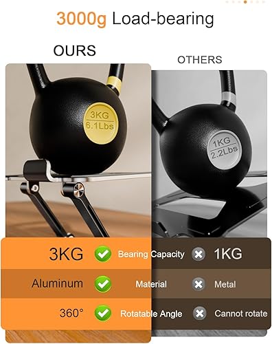 Miniatura 4 de Soporte para tablet con base giratoria de 360, soporte de aluminio ajustable de doble varilla para todos los iPad de 5.8 a 12.9 pulgadas, iPad,