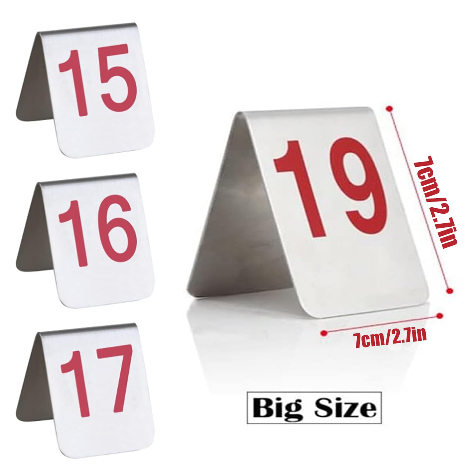 Doppelseitig Nummeriertes Edelstahl Tischschild 1-25/50/100 Sitzplan Tischkarten Restaurant Hochzeits Sitzkarte Für Veranstaltungen,Bankette,Gastronomie,Hochzeitsbankett Tischdeko ,Silber,1~100